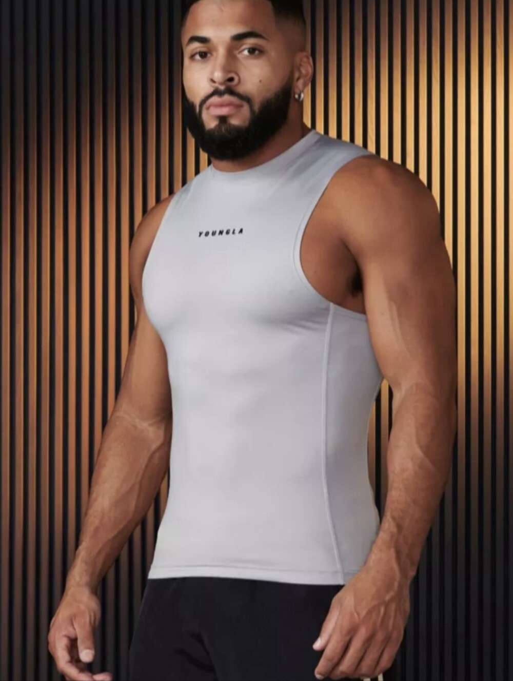 NWT YoungLA 341 Blitz Men's Grey Compression Tank Top